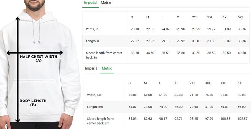 Hoodie Size Guide