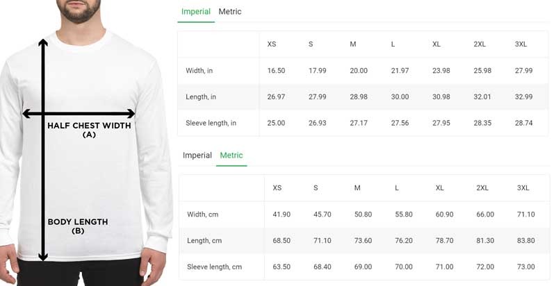 Long Sleeve Tee Size Guide