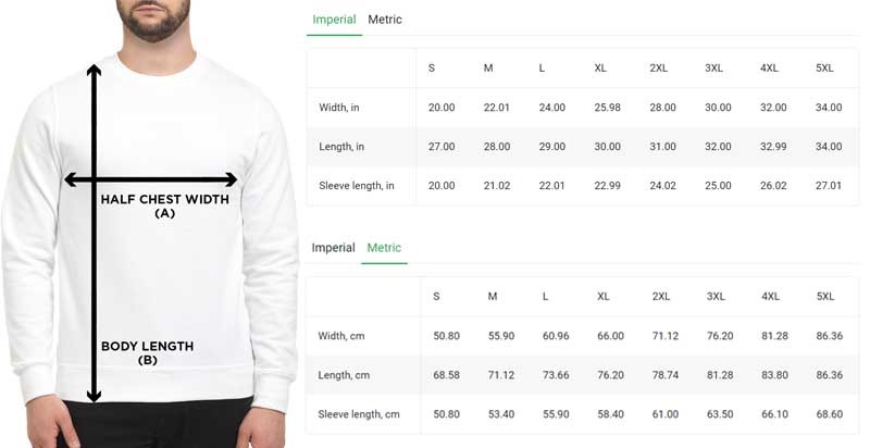 Sweatshirt Size Guide